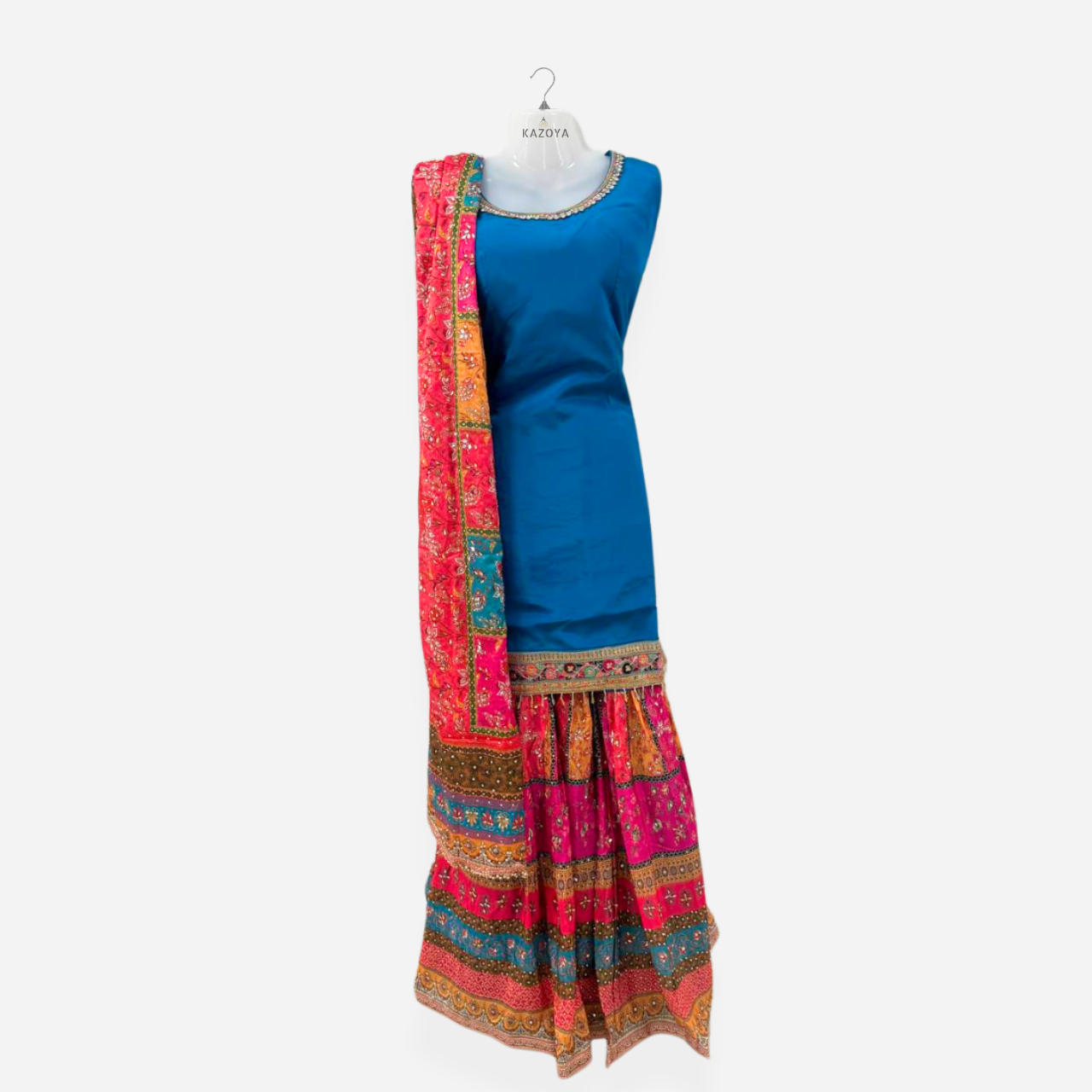 Turquoise Pink Multi-Color Gharara Suit Festival Party Outfit