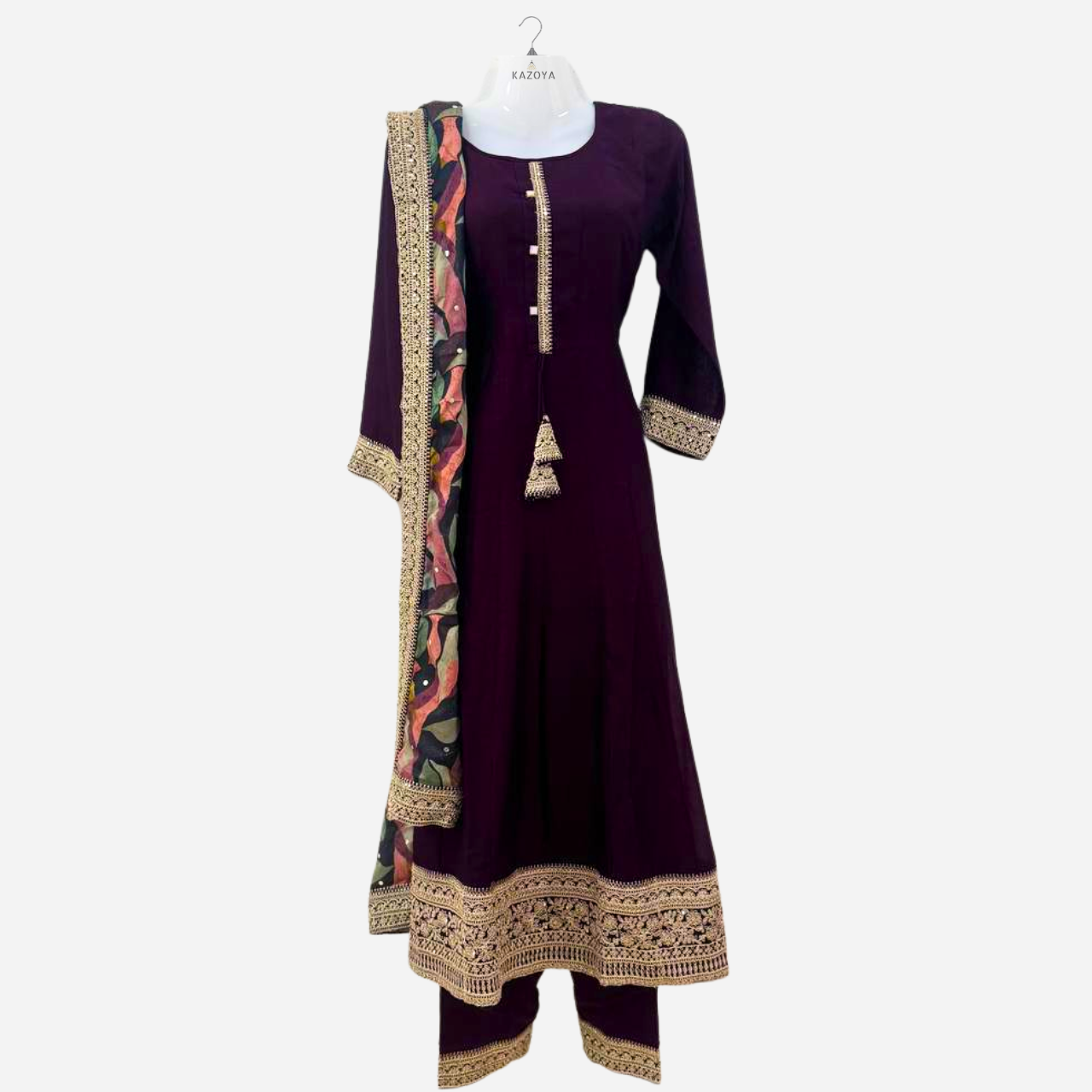Regal Anarkali Punjabi Suit with Printed Designer Dupatta