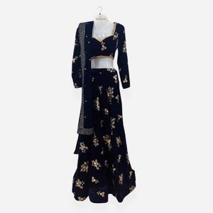 Gold Floral Embroidery Designer Lehenga Set