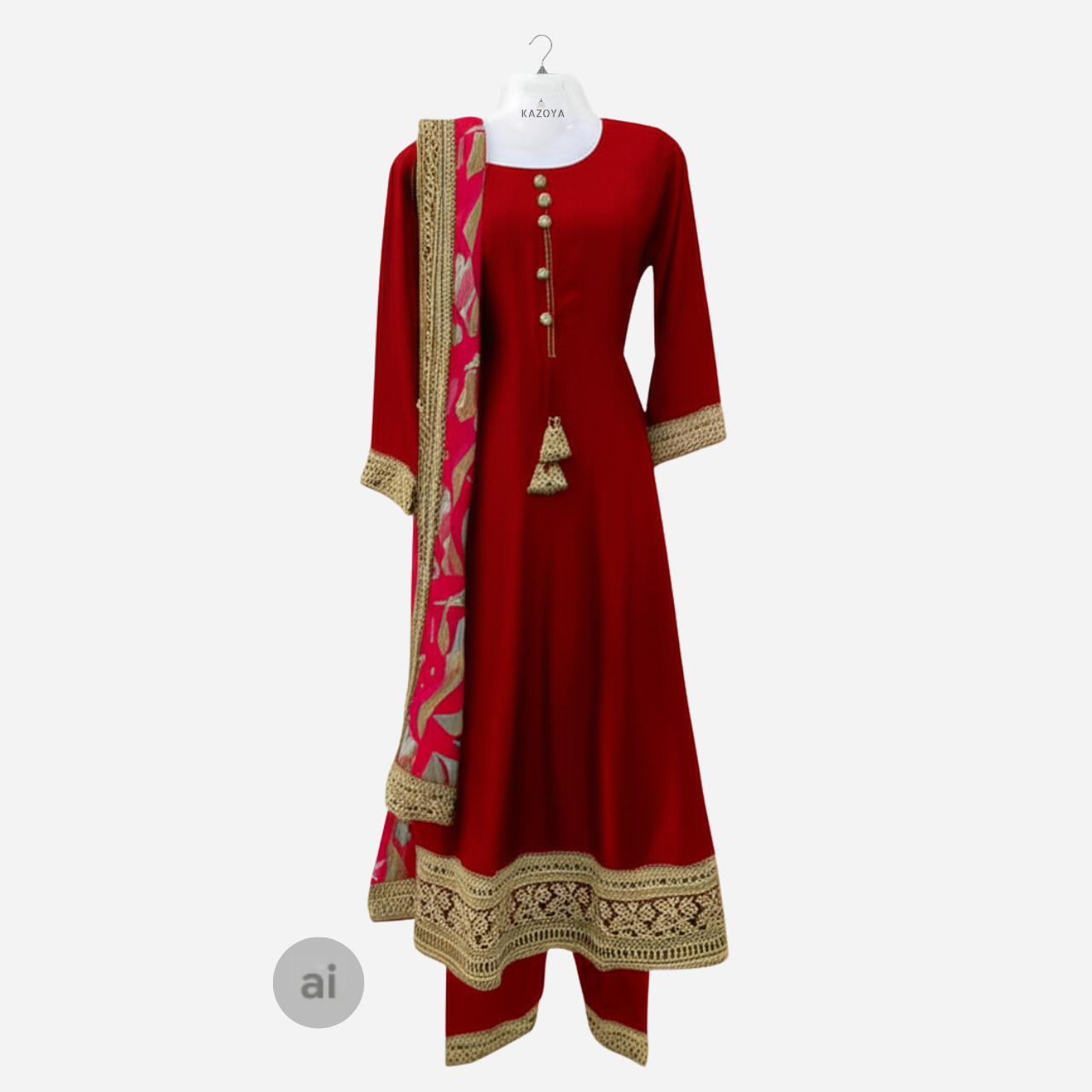 Regal Anarkali Punjabi Suit with Printed Designer Dupatta