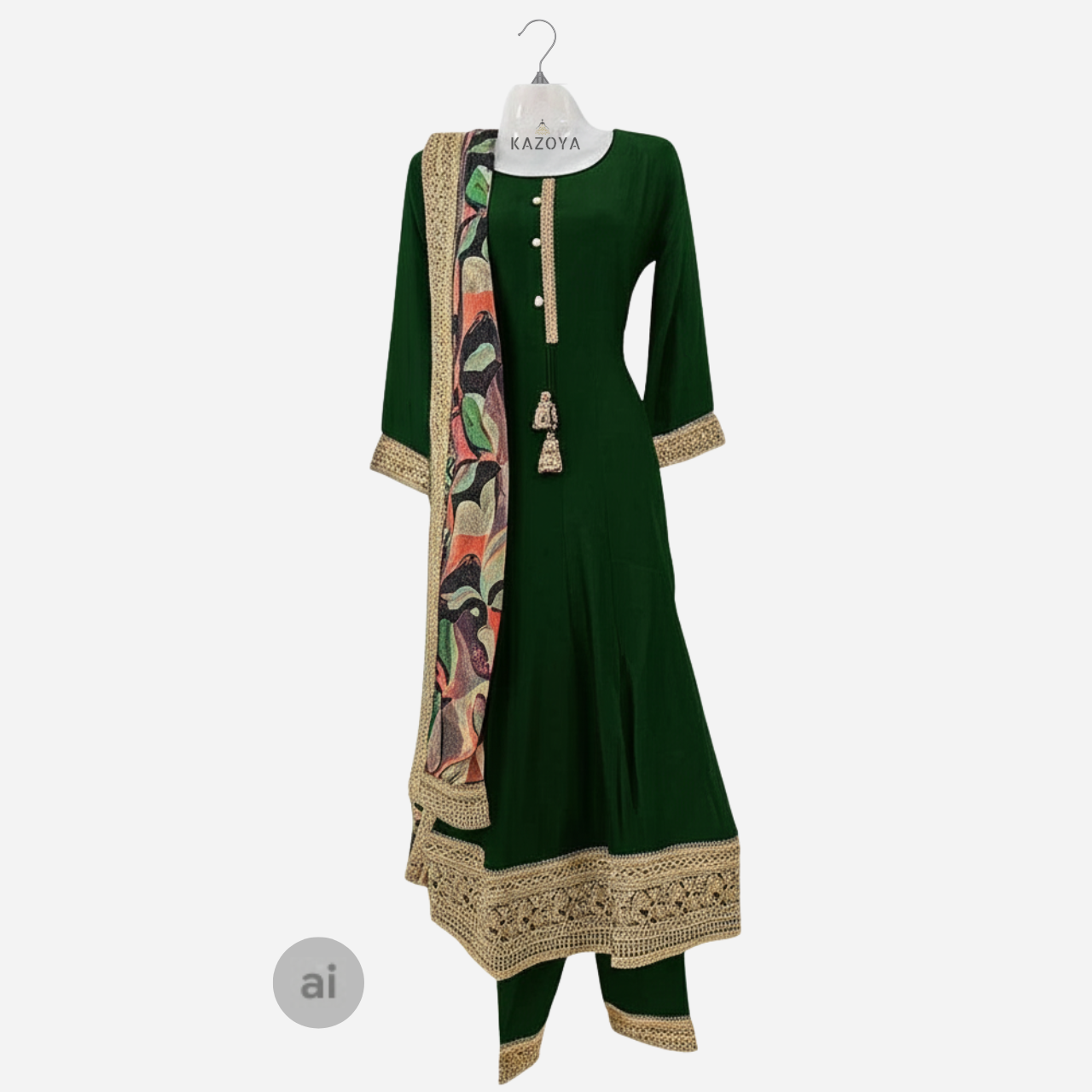 Regal Anarkali Punjabi Suit with Printed Designer Dupatta