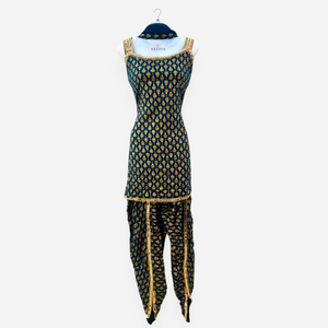 Gold Sequin Embellished Dhoti-Style Salwar Suit